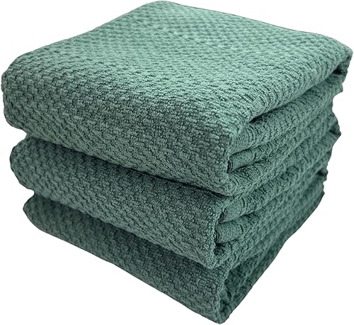 Serafina Home Toallas de Mano para Platos de Cocina Verde Esmeralda Oscuro de Gran Tamaño 28" x 18" pulgadas, Paño 100% de Algodón, Limpieza Suave,