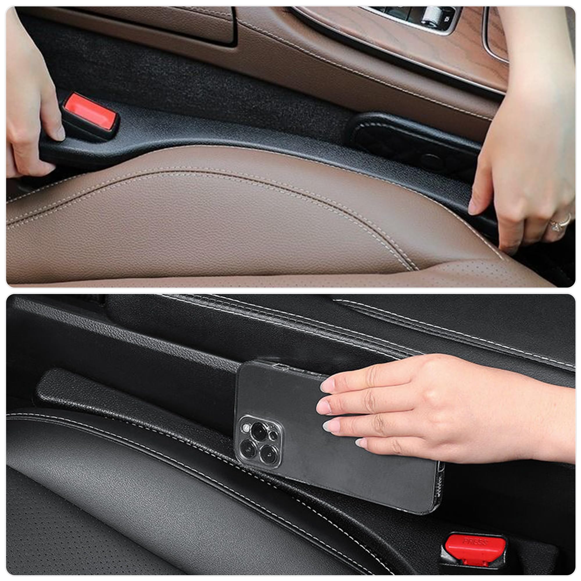 2 Pezzi Riempitivo Per Sedile Auto In Schiuma Ad Alta Densità - Fessura Tra Sedile E Console Centrale, Anti-Caduta Oggetti, Nero, Universale - copertina