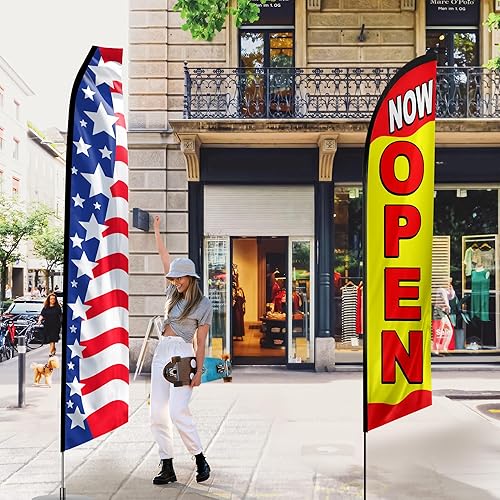 Miniatura 4 de Cartel de plumas patrióticas, 12 x 2.5 pies, azul y rojo, duradero, adecuado para el viento, resistente a la decoloración, uso versátil, 100%