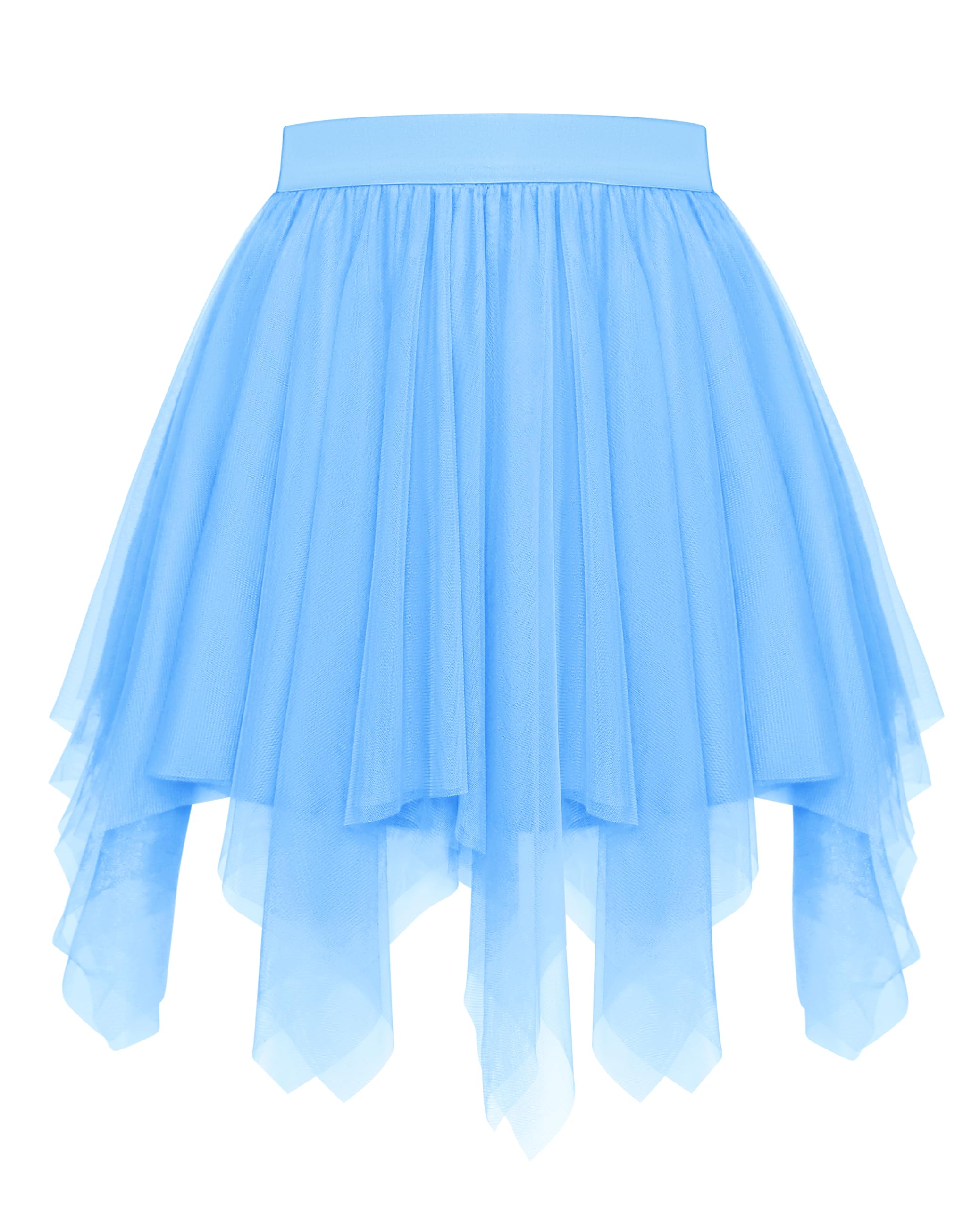 Vlazom Women's Tulle Tutu Skirts A-line Dance Skirts Rockabilly Underskirt Petticoat Music Festivals, Carnivals, Holiday Parade, Halloween Light Blue, XXL-3XL