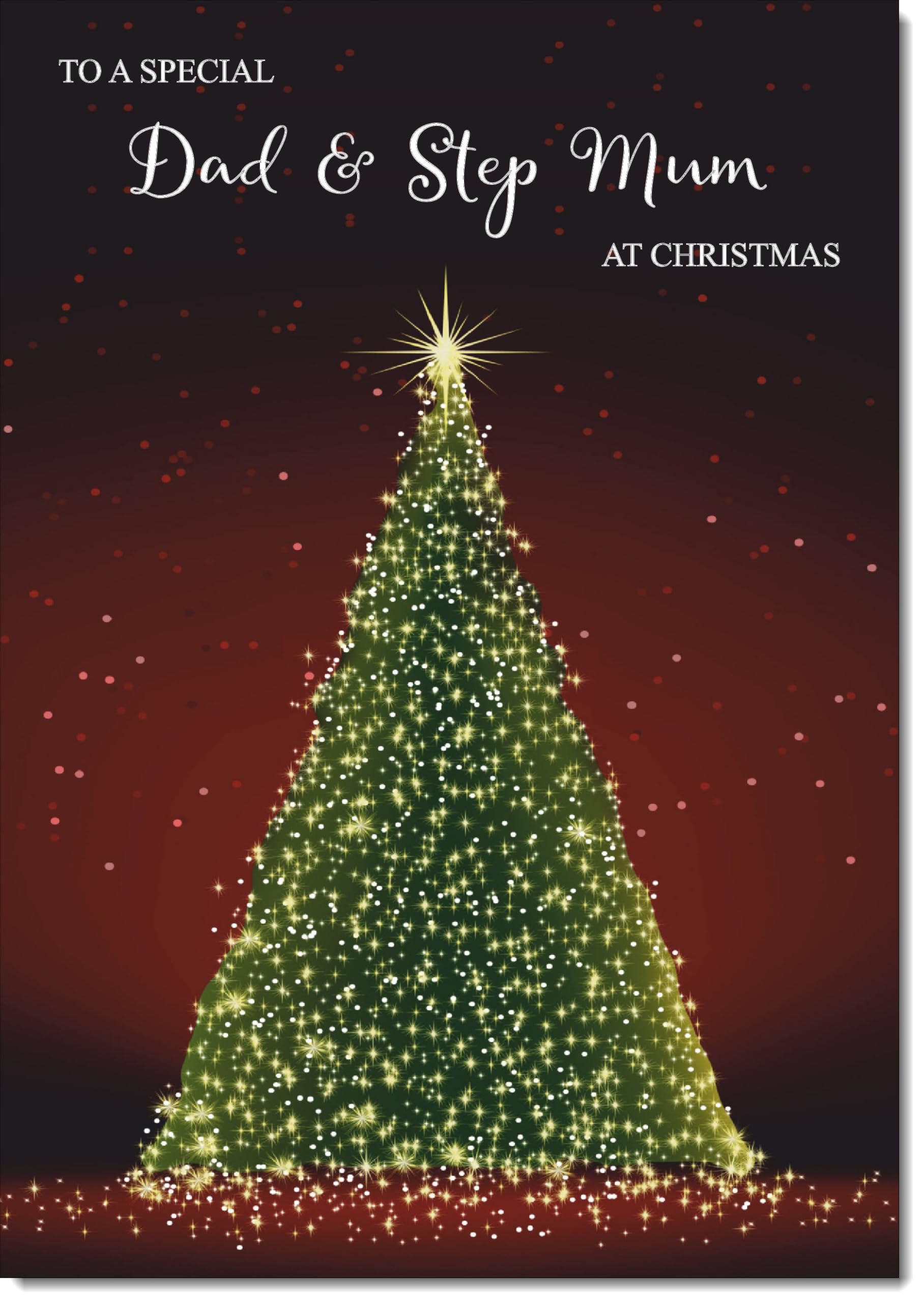 doodlecards Dad and Stepmum Christmas Card Green Christmas Tree Large A4 Size Christmas Card for Dad & Stepmum with Plain Envelope — image 1