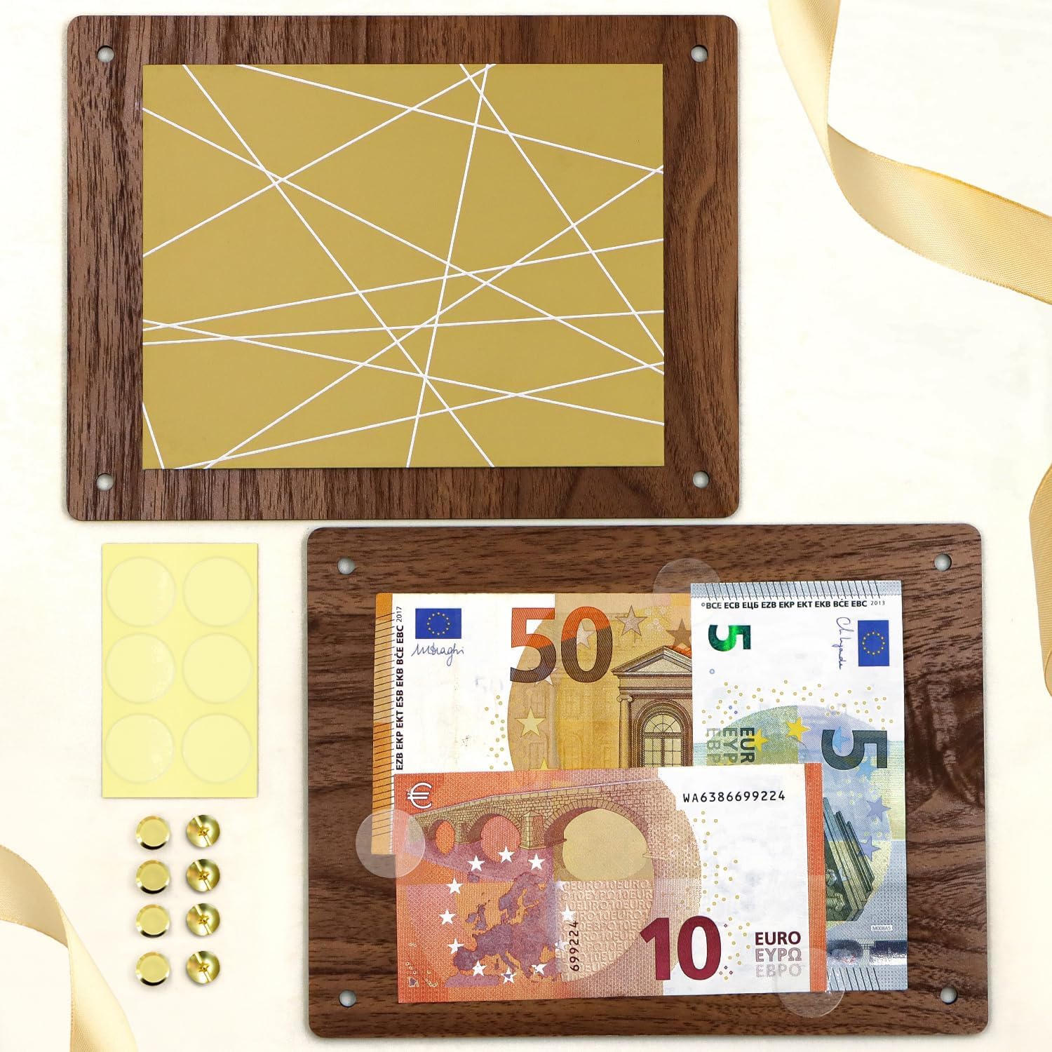 Jukibole Biglietto di Natale in legno, confezione regalo in denaro, con supporto, con ringraziamento, XL (20 x 15 cm), confezione regalo in legno, Natale, biglietto di Natale per famiglia e amici