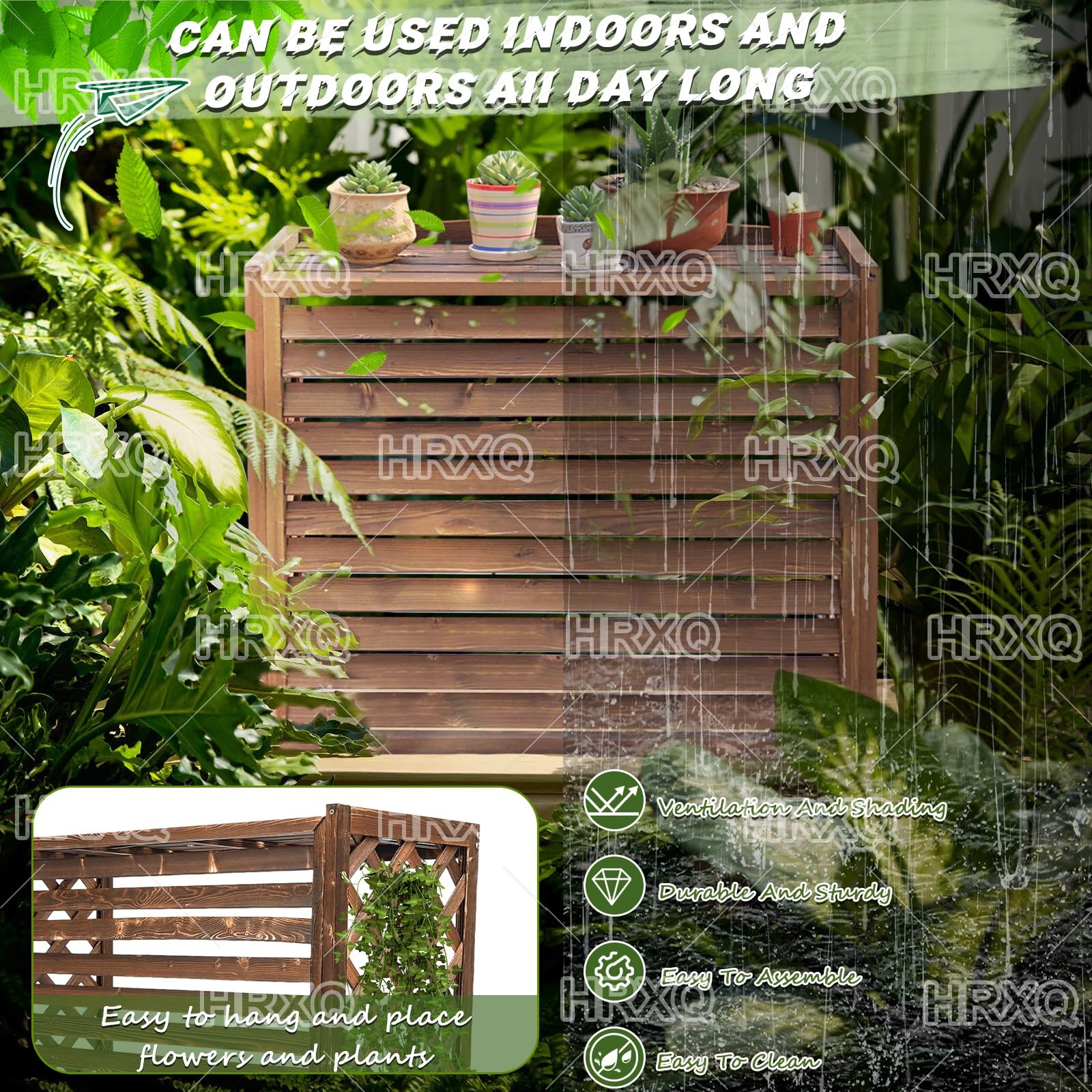 Cubre Aire Acondicionado Exterior Tablero De Madera Grueso Unidad Exterior De Aire Acondicionado Soporte Aire Acondicionado Exterior para Ocultar El Aire Acondicionado (Size : L)