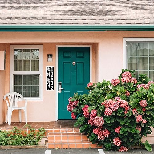 Vista 136 de Placa de dirección de metal personalizada, letreros de números para placa de pared de casa, letrero de dirección de nombre de calle, números de casa