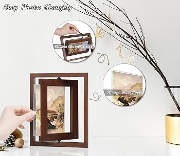 Gdfmsc 4x4 Rotating Picture Frame 2 Pack, Two-sided Viewing