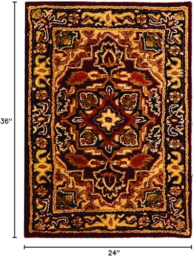 Miniatura 10 de SAFAVIEH Classic Collection CL763A - Tapete redondo de lana oriental de primera calidad, hecho a mano, 6 pies, color dorado claro y rojo