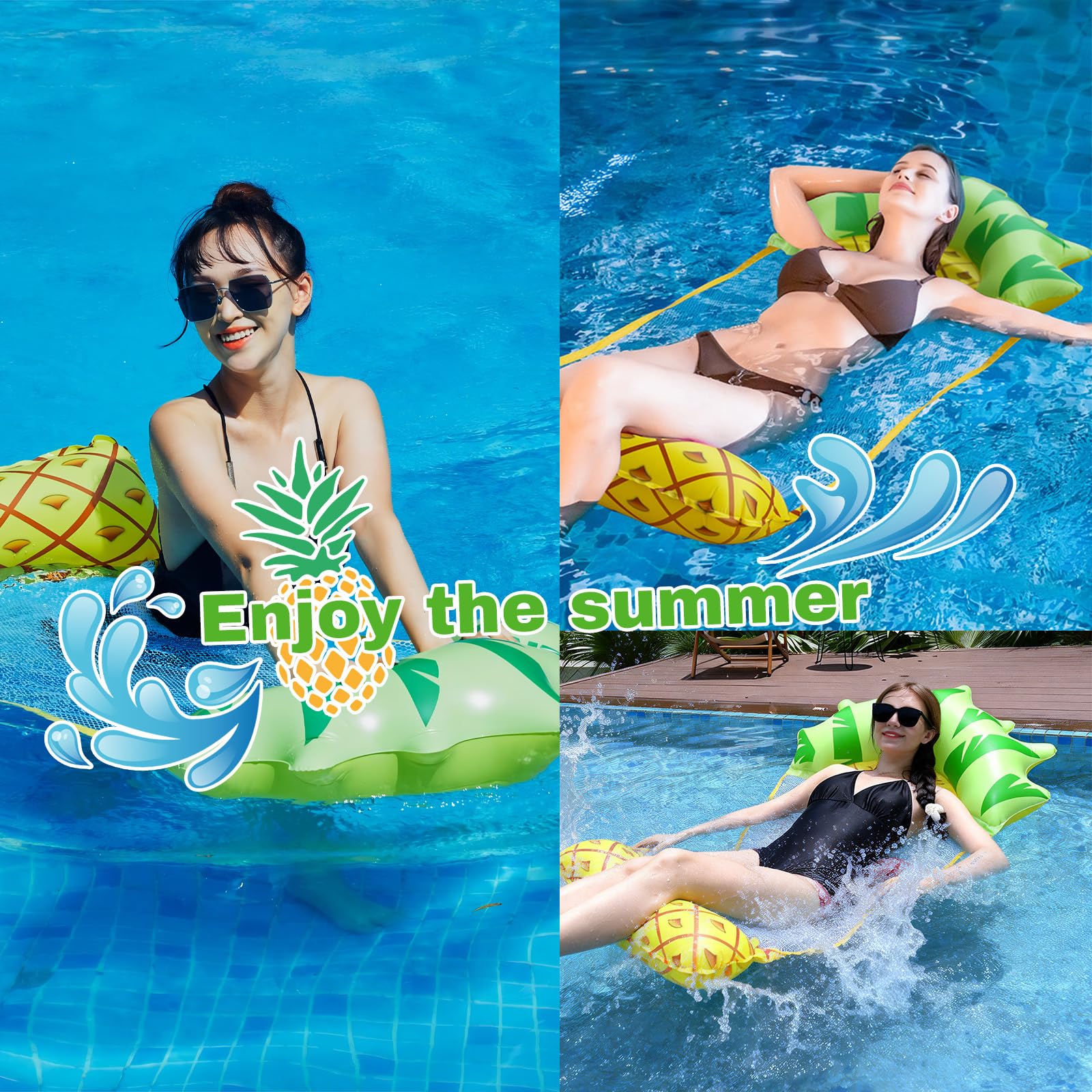2 Stück Wasserhängematte Schwimmmatte 4 in 1 Luftmatratze Pool Erwachsene mit Netz Aufblasbare Pool Zubehör Spielzeug Spaß