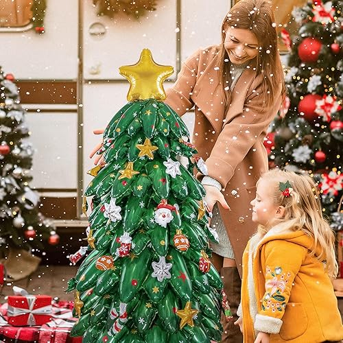 Miniatura 3 de Decoraciones de fiesta de Feliz Navidad suministros de fiesta de Navidad con globos de Papá Noel, muñeco de nieve y árbol de Navidad para