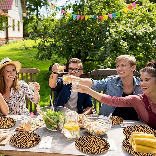 Miniatura 5 de 50 platos con estampado de tigre, platos de papel de tigre de 9 pulgadas, suministros de fiesta de safari en la selva, platos de fiesta de