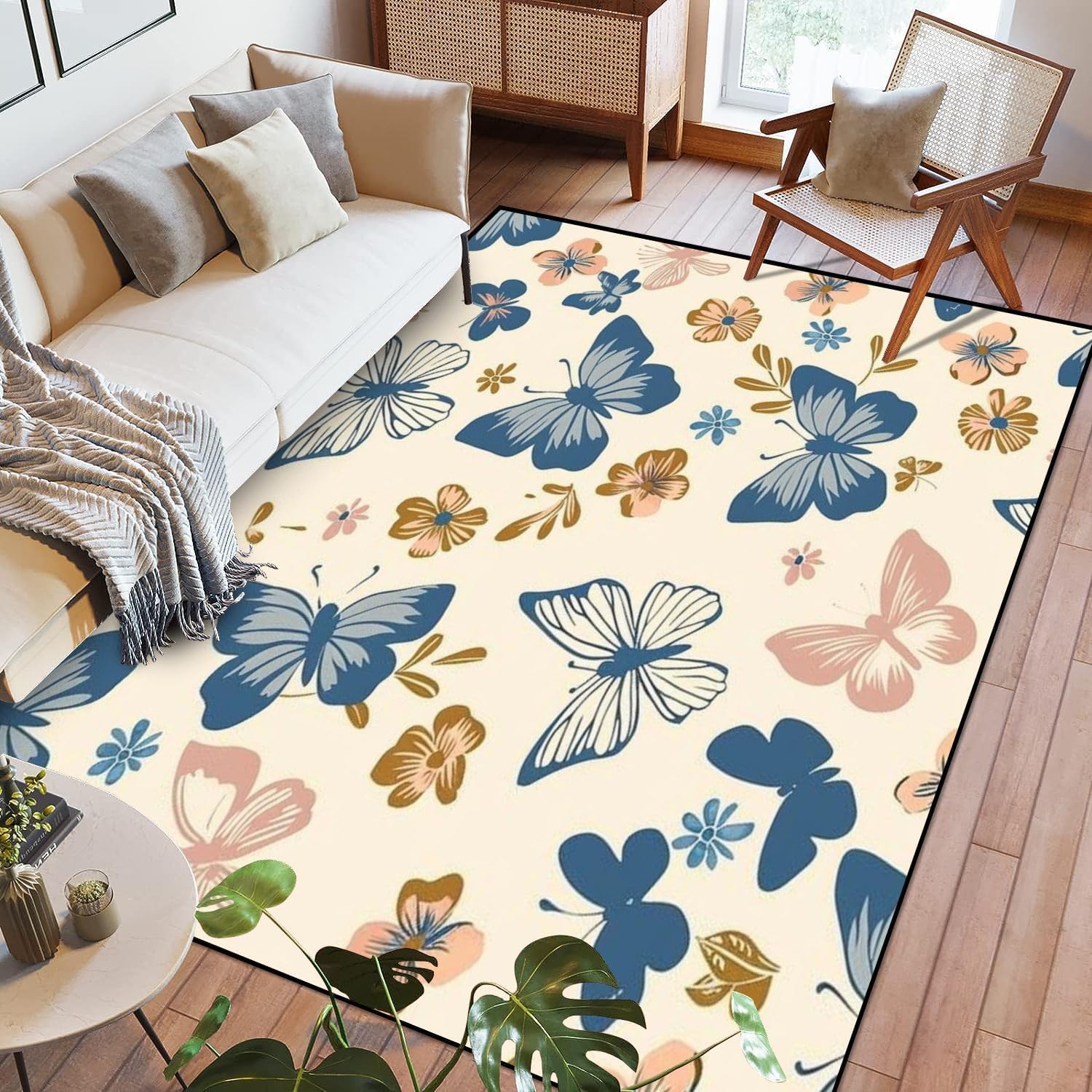 Tapis antidérapant illusion d'optique 3D grand format floral