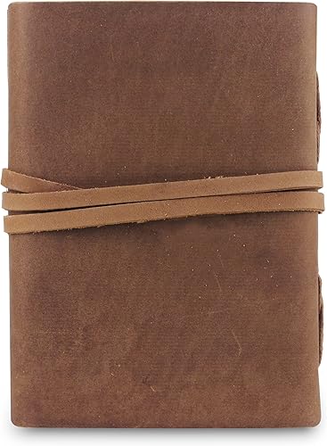 Miniatura 7 de Cuaderno de escritura de diario de cuero, bloc de notas encuadernado vintage hecho a mano para hombres y mujeres, escribe en papel grueso liso,