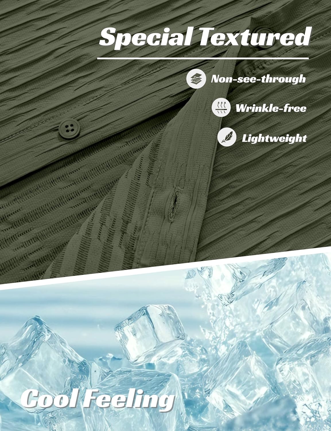 MAGNIVIT Men's Button Down Short Sleeve Shirts Casual Textured Summer Beach Shirt with Pocket - Image 6