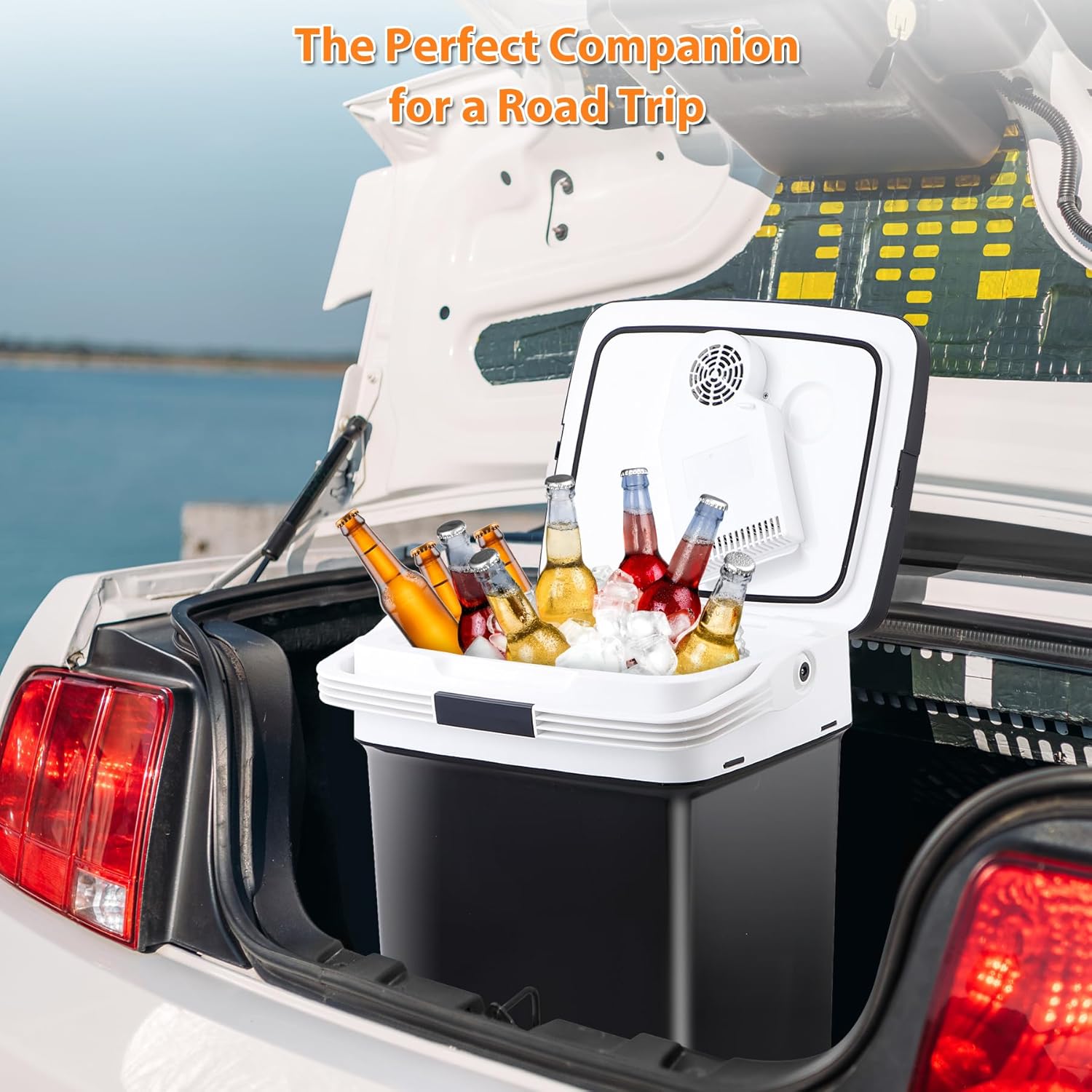 Portable Refrigerator Electric Cooler and Warmer, Pro 28 Qt Mini 12V DC Car Fridge Plug in Cooler Car Freezer for Camping, Fishing, Beach Picnic, RV, Boating, Trip