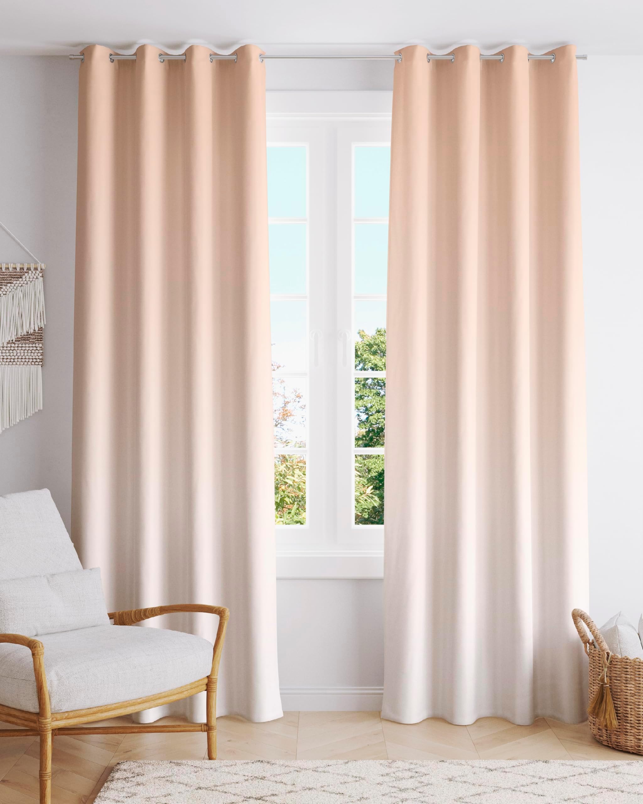 Ultimate Trends Polyester Digital Printed Soft Ombre Shaded Colors Curtain for Door and Window,Desert Sand, 9 Feet,Set of 2