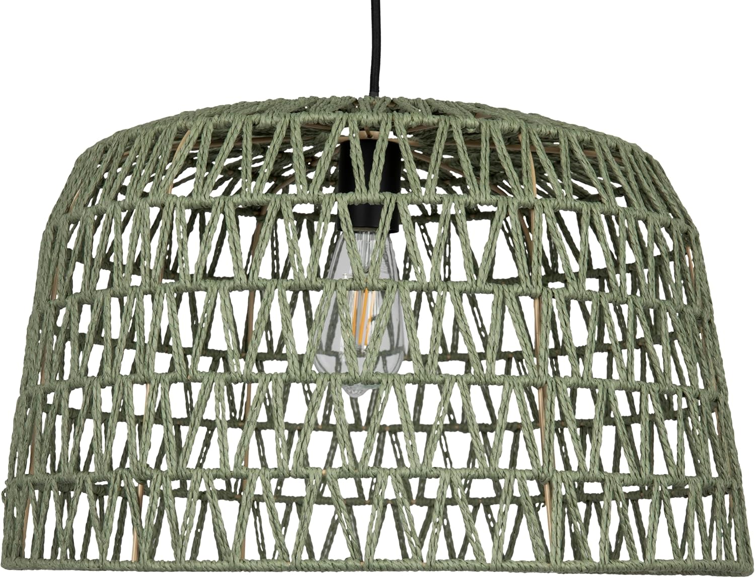 Creative Co-Op Open Weave Metal and Paper Rope Ceiling Light, Sage Green