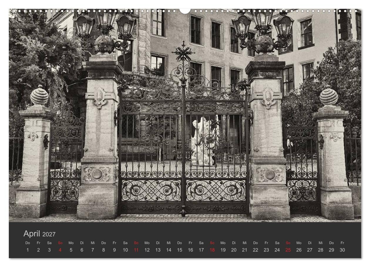 CALVENDO - Dresden Schwarz Weiss 2027 (Wandkalender 2027 DIN A2 quer), Monatskalender: Impressionen der Stadt Dresden in Schwarz Weiss.