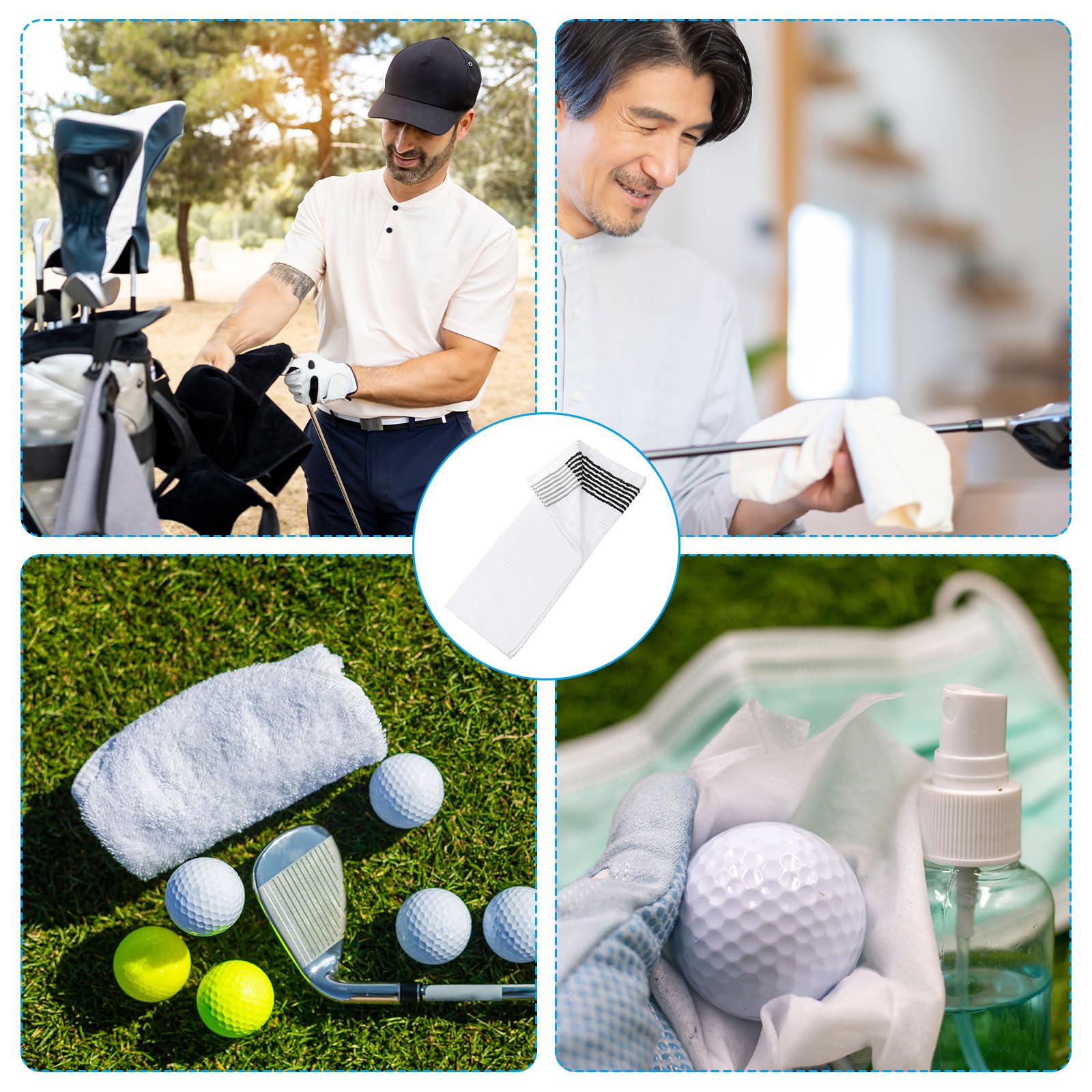 PATIKIL Toalla Grande para Caddie 22" x 44", 2 Piezas Toallas de Golf Estilo Caddie de Algodón para Bolsas de Golf Jugadores de Golf Club, Blanco-Negro