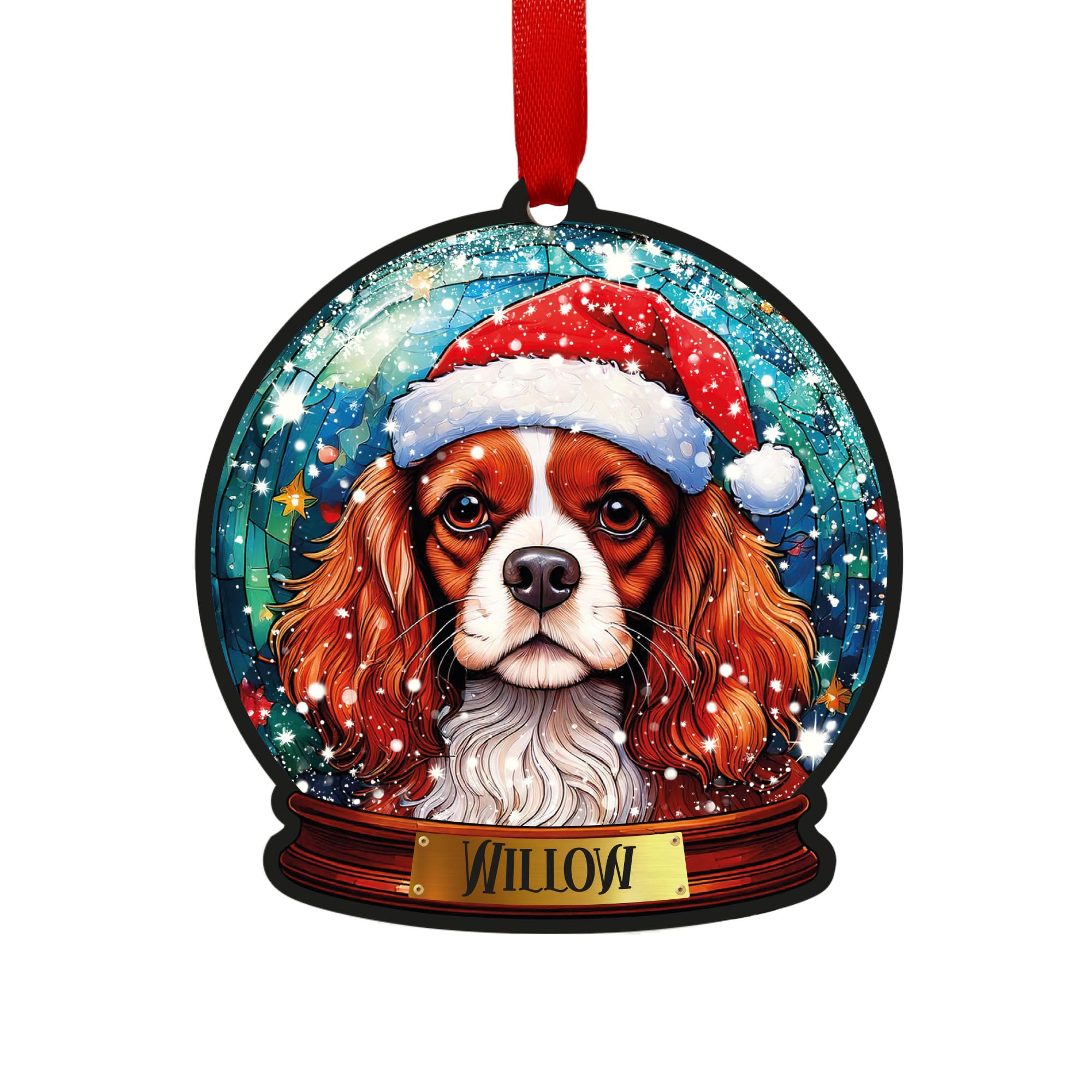Cavalier King Charles Spaniel Personalised Snow Globe Decoration