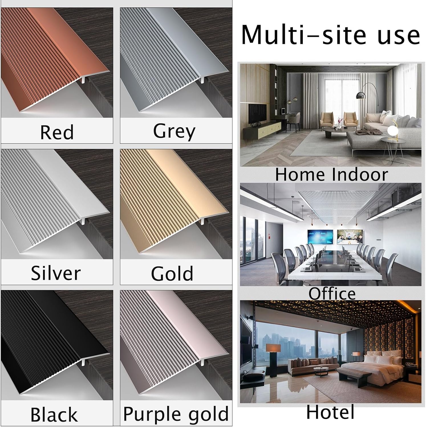 Transition Strip,Door Threshold Strip, Aluminum Floor Transition Threshold Strip Wood to Tile, for Height 0.39-1.37 Inch，Kitchen Bedroom Bathroom Doors Reducer Gap Cover, Extra Wide Floor Transition S