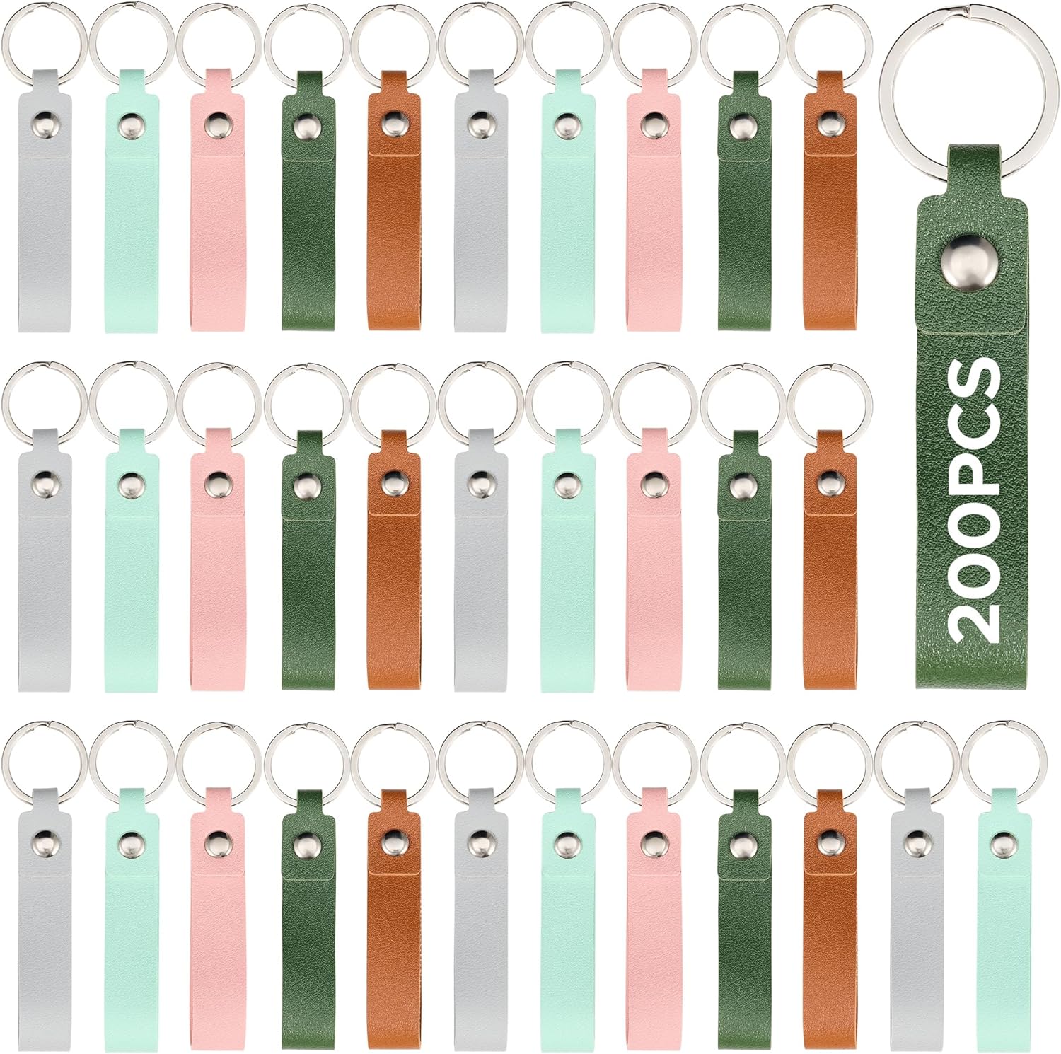 OMTech Leather Key Fob Kit, Keychain Blanks with Rives and Key Rings, Key Chain Bulk for Laser Engraving Making DIY Craft