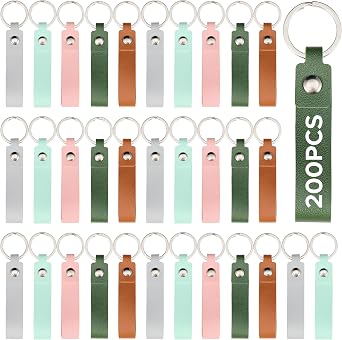 OMTech Leather Key Fob Kit, Keychain Blanks with Rives and Key Rings, Key Chain Bulk for Laser Engraving Making DIY Craft