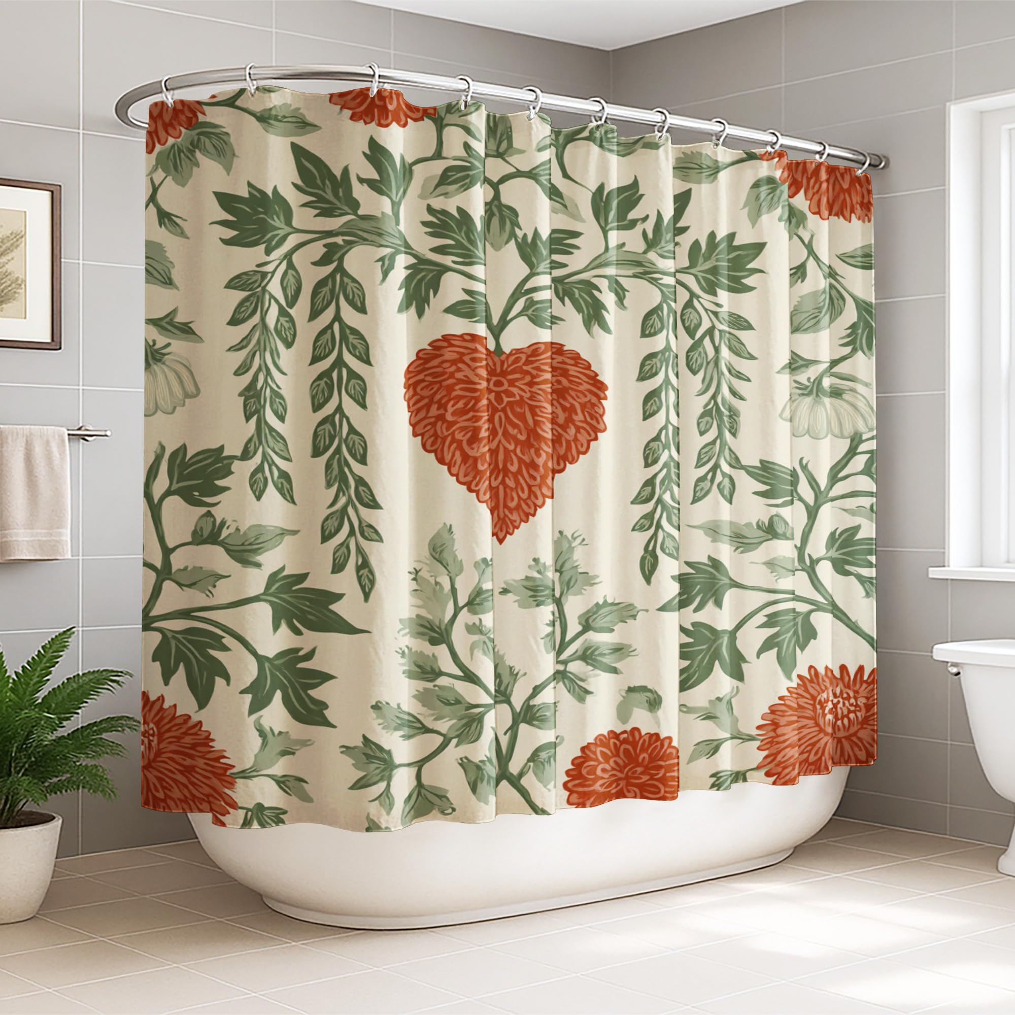 Rideau de douche botanique vintage pour une salle de bain esprit nature