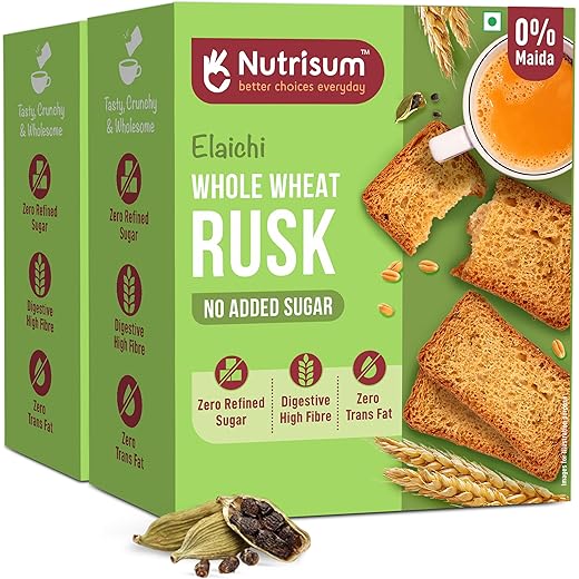 Nutrisum Whole Wheat Rusk Elaichi 180g