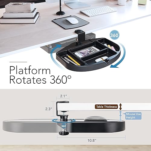 Miniatura 3 de EHO Organizador de escritorio con abrazadera, multifuncional con cajón para lápices, almacenamiento de alfombrilla de mouse, giratorio, a prueba de