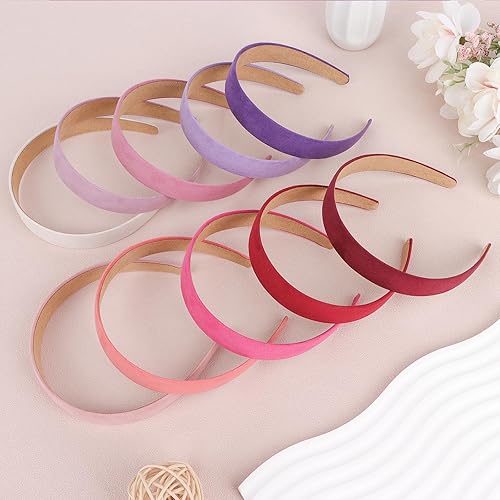 Miniatura 7 de Wecoe 10 diademas de gamuza para mujeres y niñas, de 1 pulgada de ancho, color morado, rojo, rosa y blanco, bandas antideslizantes para el cabello,