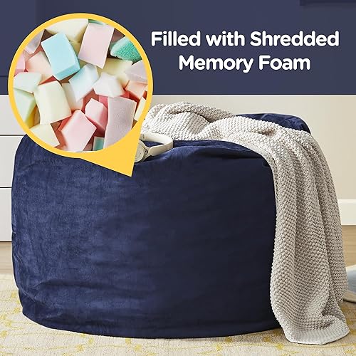 Miniatura 3 de Codi Puf con relleno incluido, 3 pies  Cómodo puf, espuma viscoelástica añadida  lavable a máquina y suave funda de visón adherida  azul, 3 pies