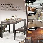 SDHYL Ensemble de table à manger 4 avec deux chaises et un banc 4 Ensemble de pièces Table en bois avec jambes en métal pour le petit déjeuner dans le salon, salle de cuisine, salle à manger,Space Ensemble de table de cuisine d'économie