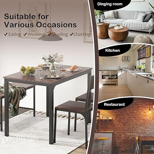 Miniatura 6 de soges 43.3 inch Dining Table Set for 4, Small Kitchen Table Set with Chairs and Storage Bench, 4 Piece Dining Room Table Set for Small Space,