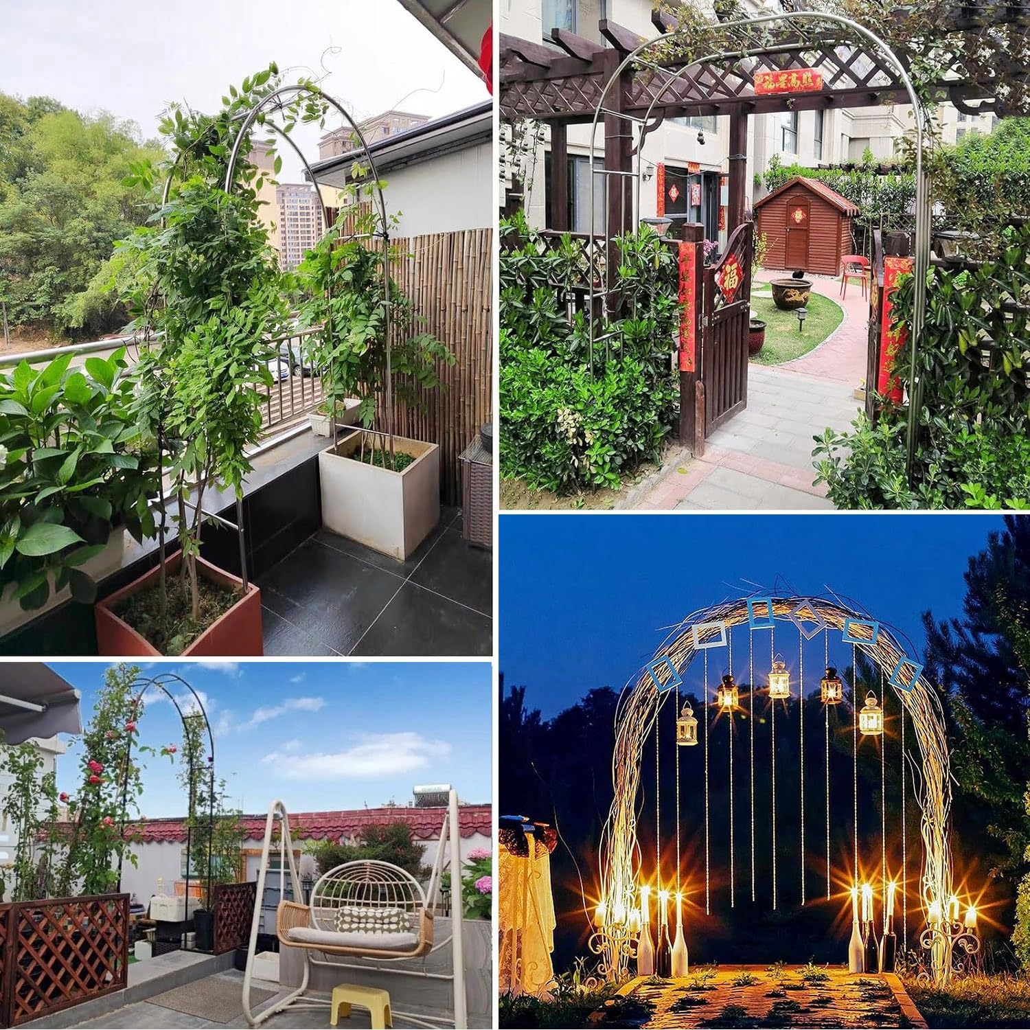 Solidny łuk ogrodowy ze stali nierdzewnej, pergola, altana na róże, wesela i wydarzenia, regulowane rozmiary od 120 cm do 350 cm (320 x 240 cm)