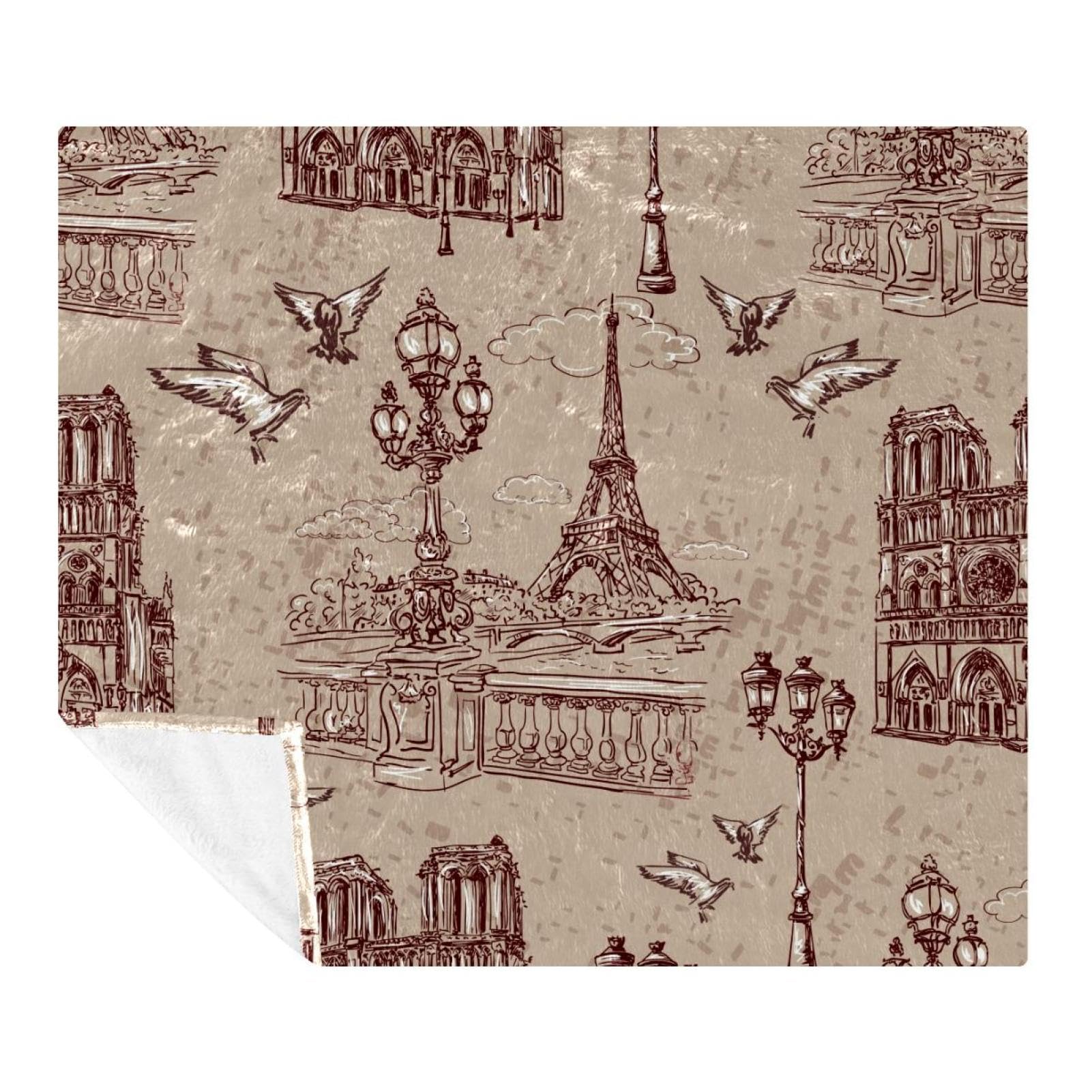 Couverture Notre Dame plaid microfibre douce pour adulte et enfant sur lit sofa