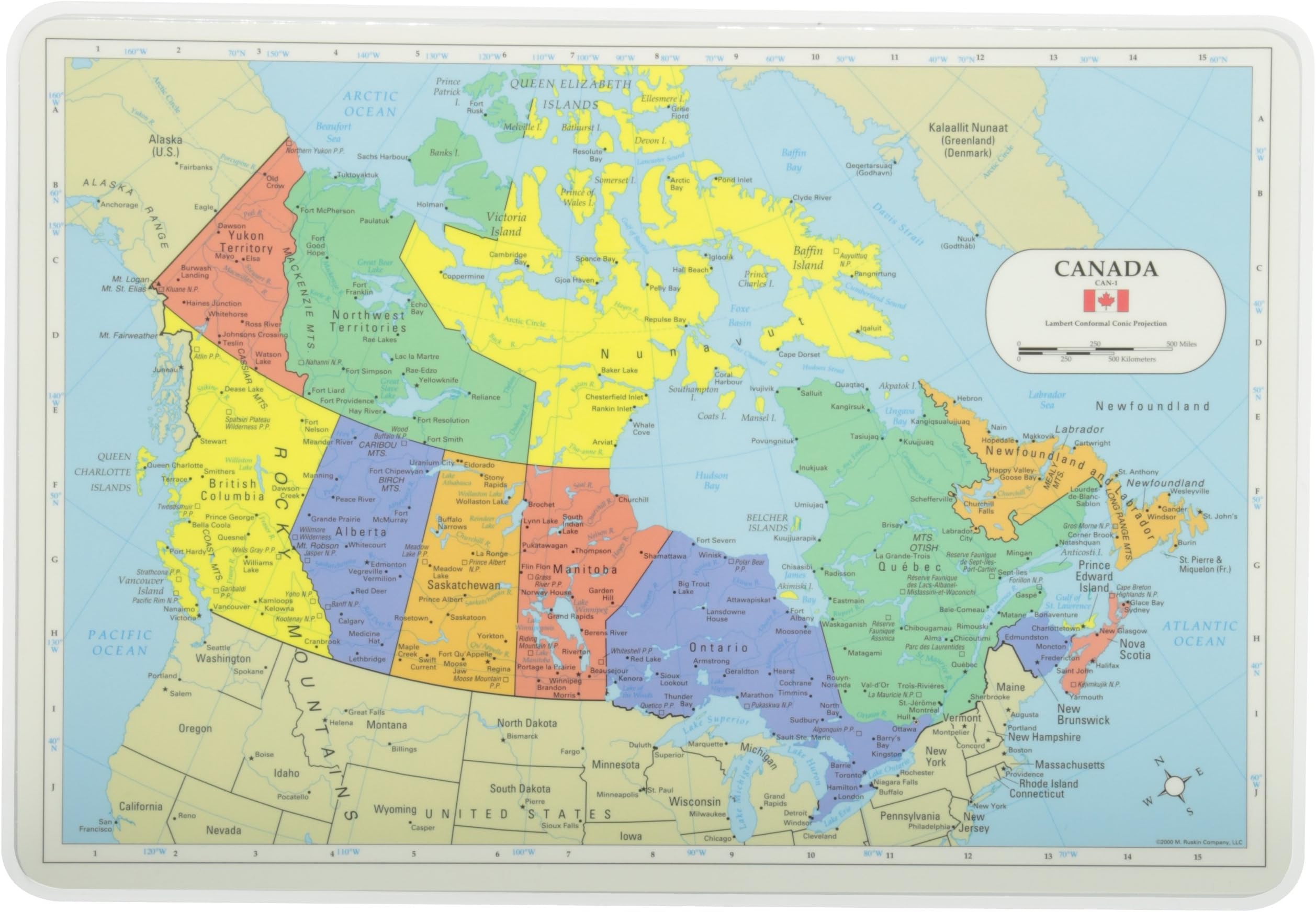 Painless Learning Canada Map Placemat, 12 x 17 1/2 inches