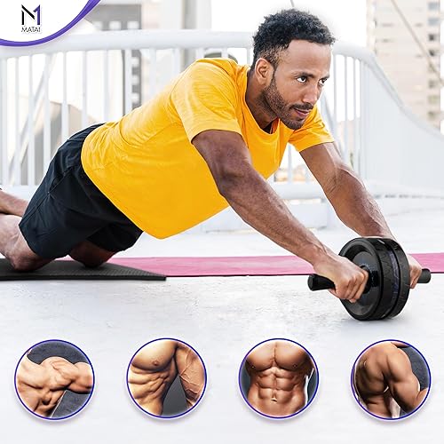 Miniatura 9 de Rueda de rodillo abdominal, máquina de entrenamiento de abdominales, perfecta para entrenamiento de fuerza abdominal y núcleo, ruedas de ejercicio