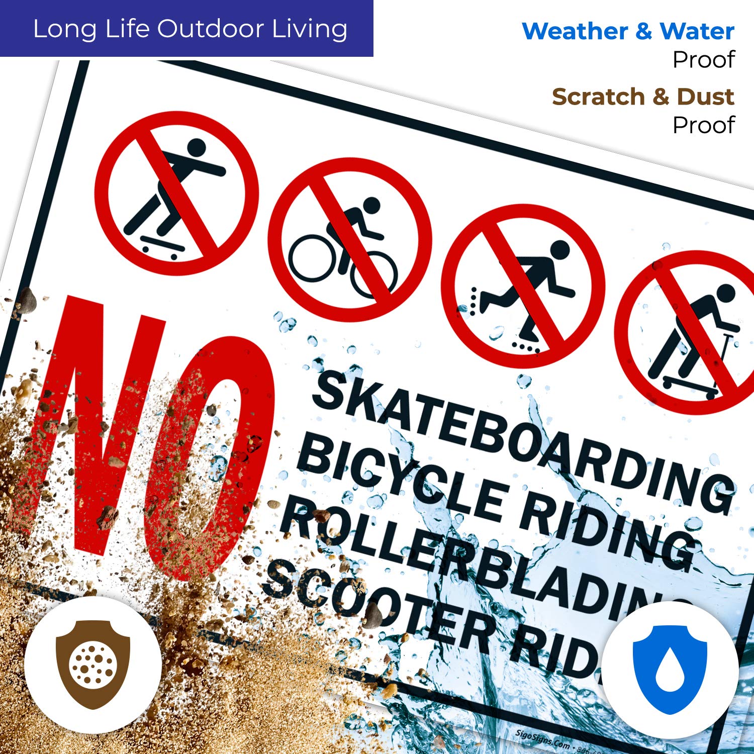 Verbotsschild 'No Skateboarding' – Aluminium, 35,6 X 25,4 Cm, Wetterfest Für Außenbereich, Mit Aufhängelöchern