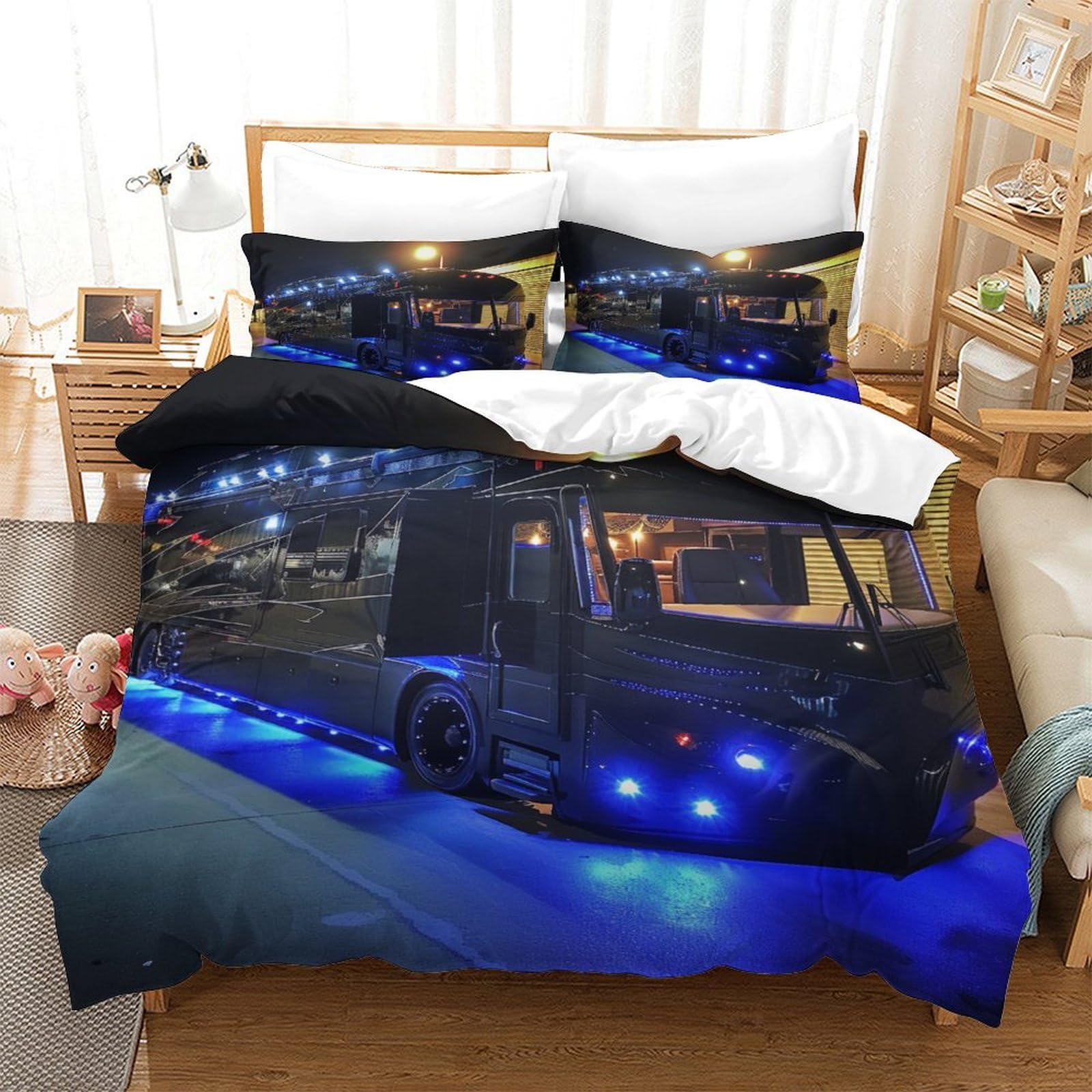 Parure de lit anti-allergique camion 3D pour préserver la peau sensible des enfants