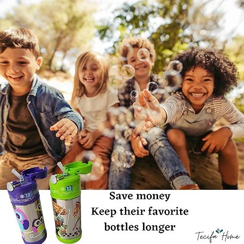 Miniatura 7 de 2 juegos de popotes de repuesto para Thermos Funtainer F400 (botella de agua de 12 onzas sin asalazo de transporte en la tapa) con 2 cepillos de