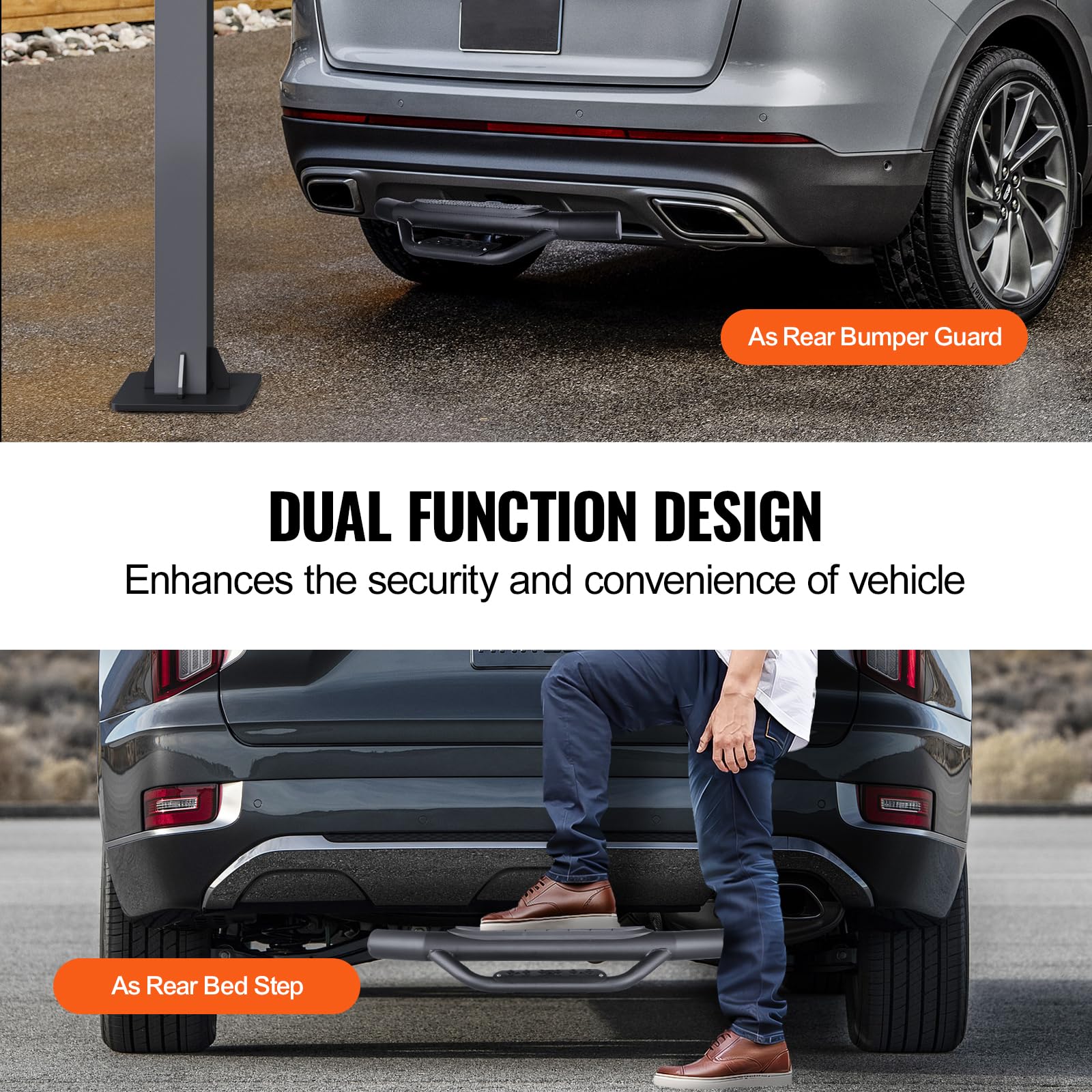 VEVOR Anhängerkupplungsstufe für 50,8 mm Empfänger, robuste Stahlkonstruktion mit 158,7 kg Tragkraft, Heckstoßstangenschutz mit Stiftverriegelung, 93 cm lang für LKW SUV Pickup Anhänger
