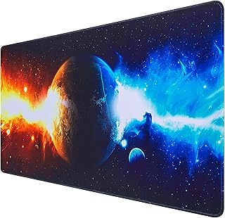 Extended Mouse Pad, Canjoy Gaming Mouse Pad, XXL Large Big Computer Keyboard Mouse Mat Desk Pad with Non-Slip Rubber Base and Stitched Edge for Home Office Gaming Work, 31.5x15.7x0.12inch