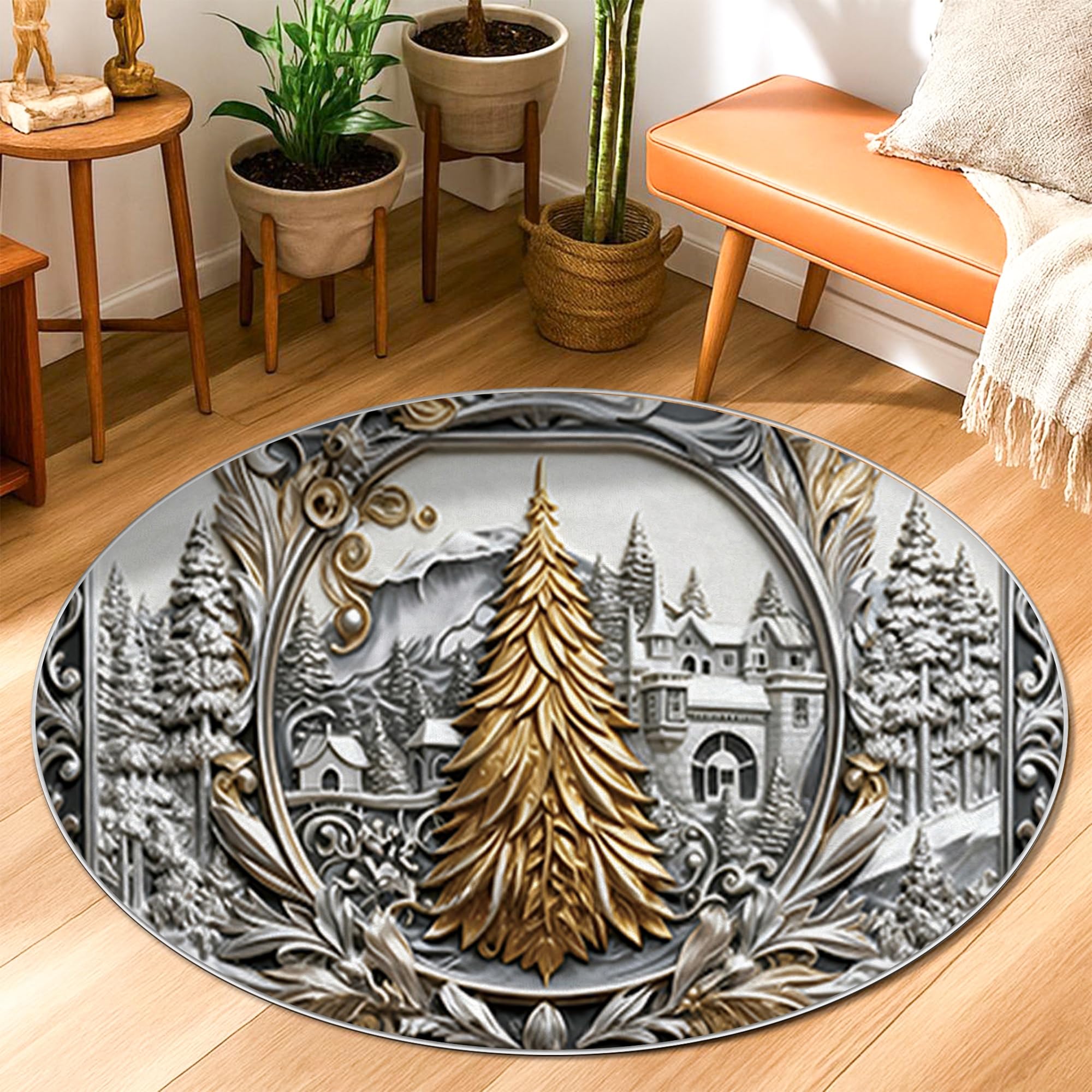 Tapis de coin sapin rustique doré antidérapant pour entrée chaleureuse