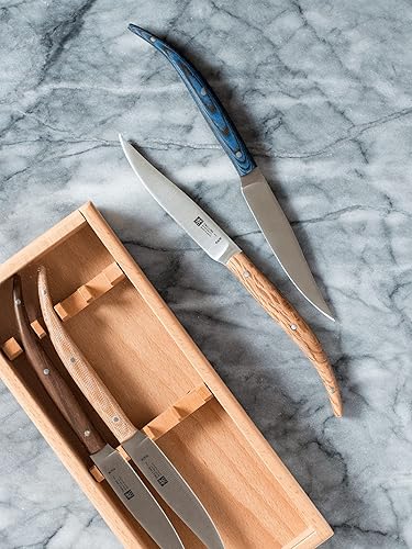 Miniatura 2 de ZWILLING Henckels International - Juego de 4 cuchillos tradicionales de acero inoxidable, color plateado, marrón