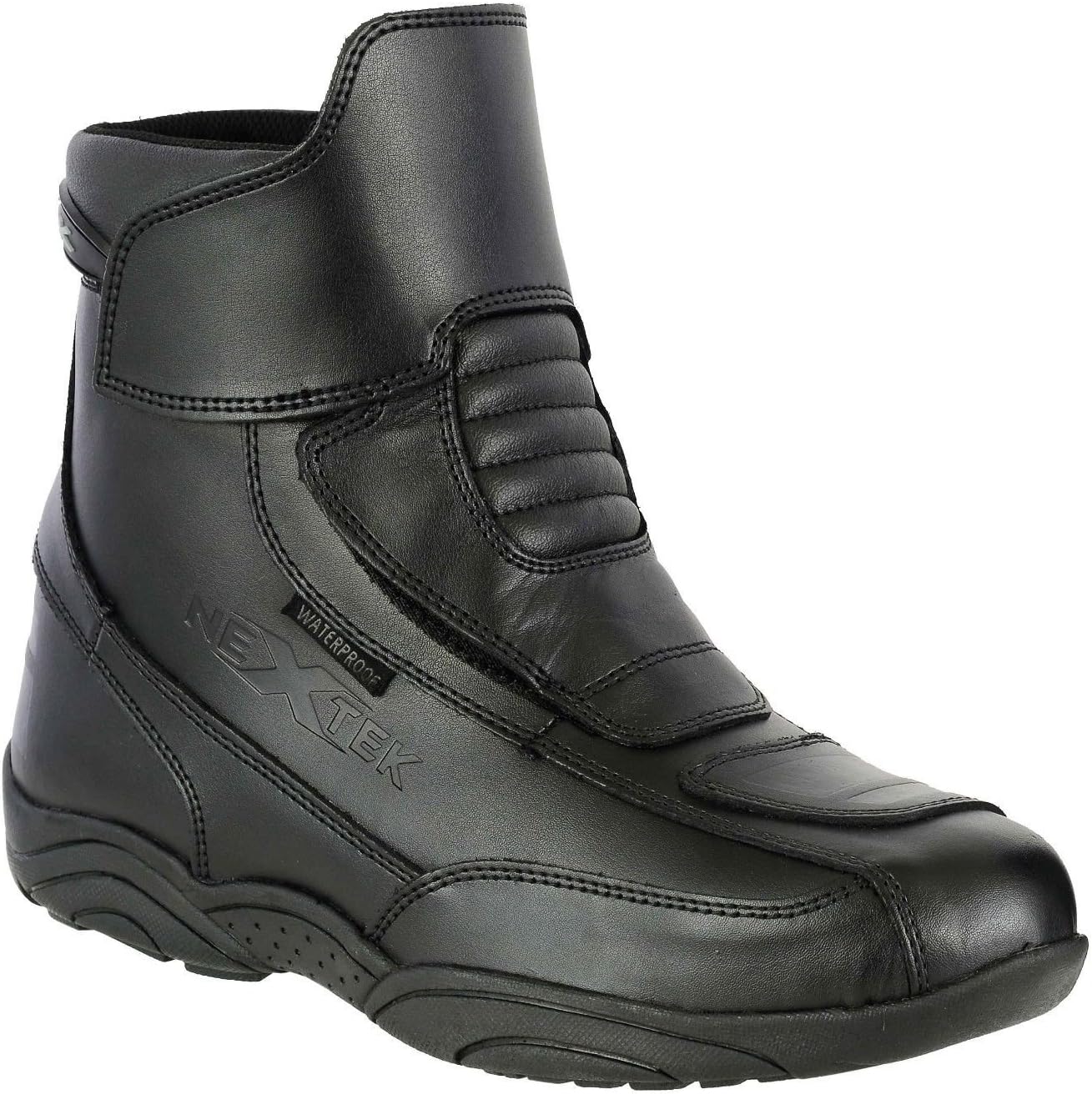 Zip free Genuine Leather Motorbike Boots Touring Advernture Urban Shoes - Fully waterproof Short Ankle Armour Trainers | UK 8 / EU 42