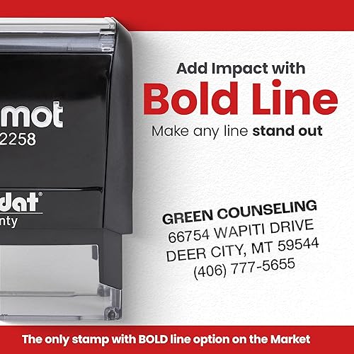 Miniatura 6 de Promot Sello personalizado autoentintado, hasta 5 líneas de texto personalizado, sello de dirección personalizado, sellos de oficina, sello de goma