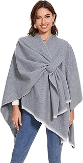 Shawl Wraps for Women, Elegant Knitted Cape Open Front Poncho Scarf Blan...