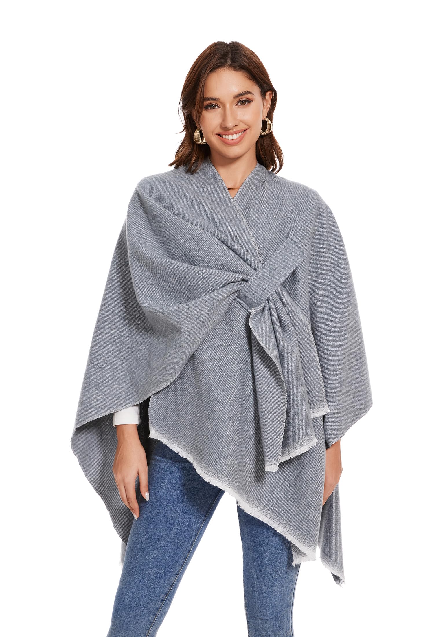 colornival Elegante Mantella da Donna con Fronte Aperto Poncho Morbido, Adatto per Primavera, Autunno e Inverno