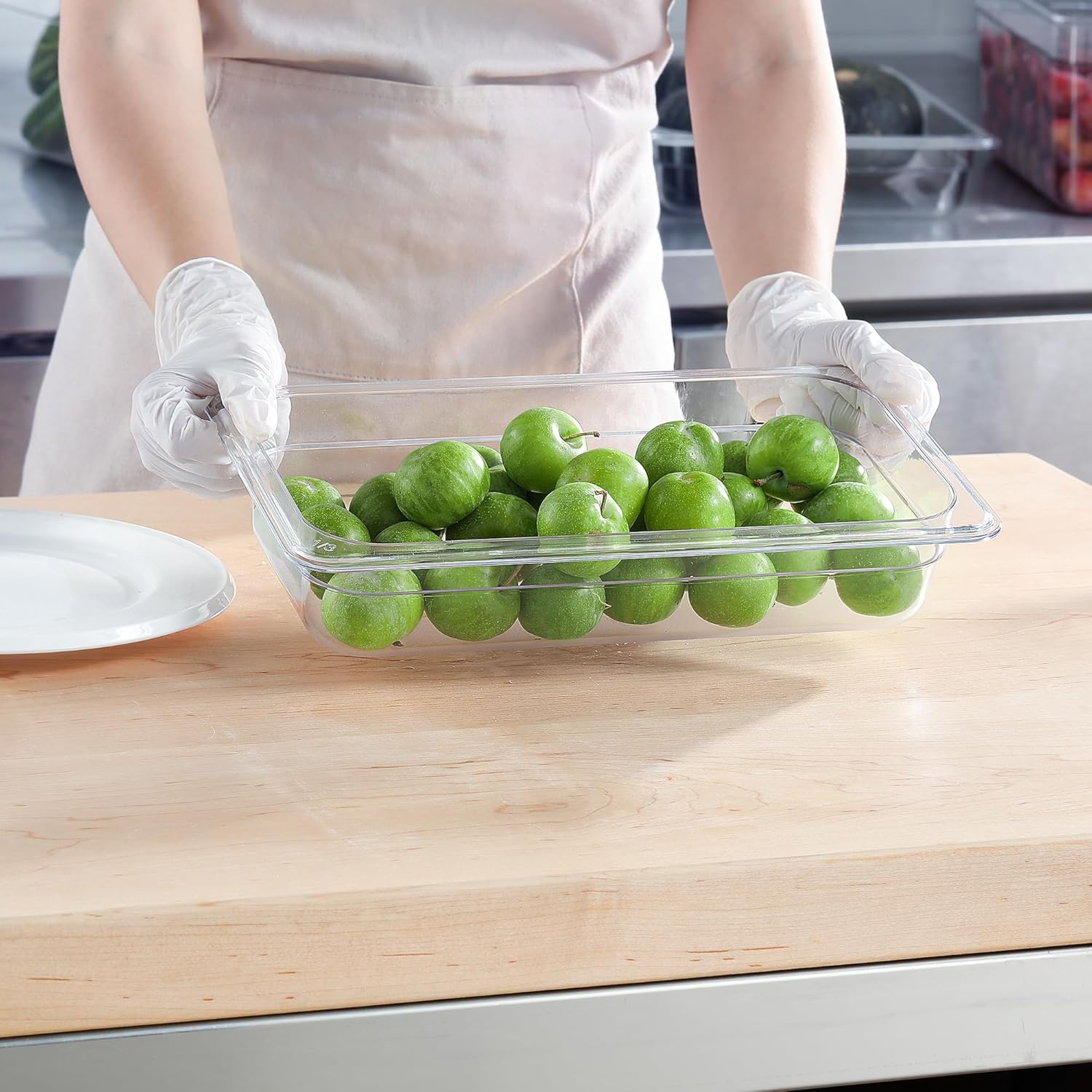 EGGKITPO 6-Pack 1/3 Size Food Pan 2.5 Inch Deep BPA Free Polycarbonate Food Storage Containers Stackable Clear Hotel Pan for Buffet Party Supplies Dishwasher Freezer Safe