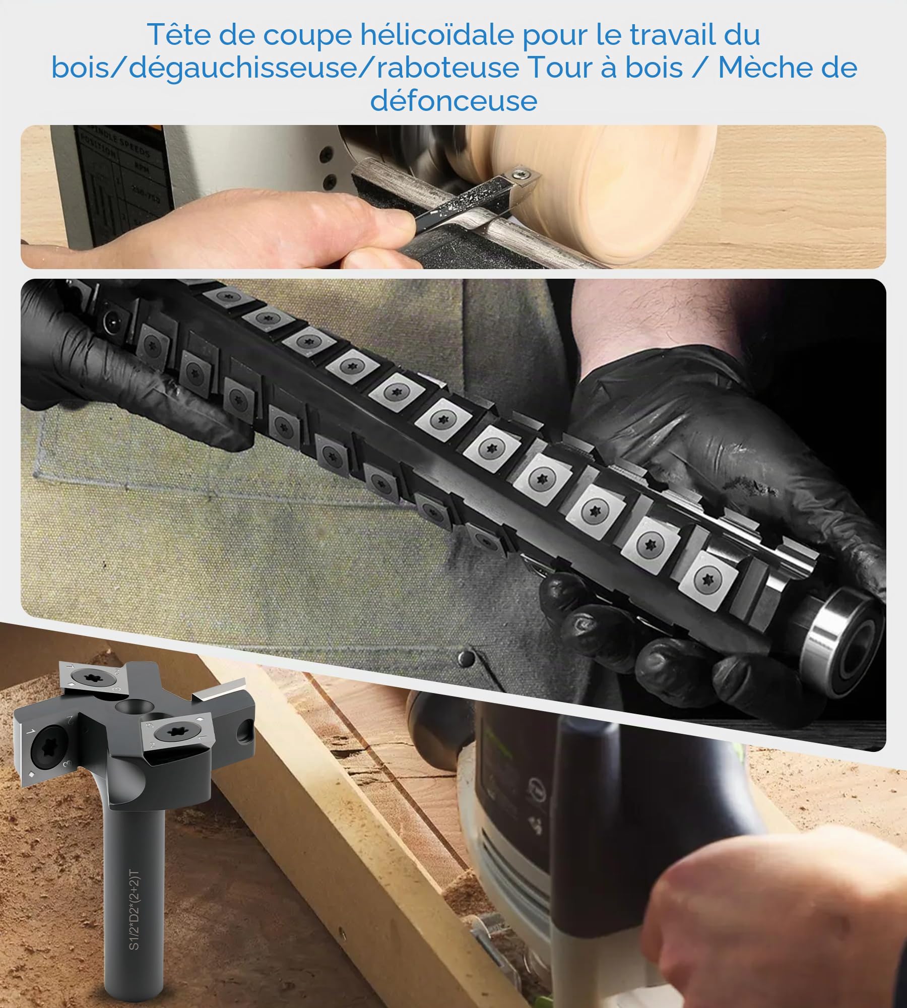 Plaquettes de coupe carrées droites en carbure de tungstène 14mm (14 x 14 x 2,0mm) pour outils tournage bois et Bois Spirale Raboteuse Head, 10 pièces