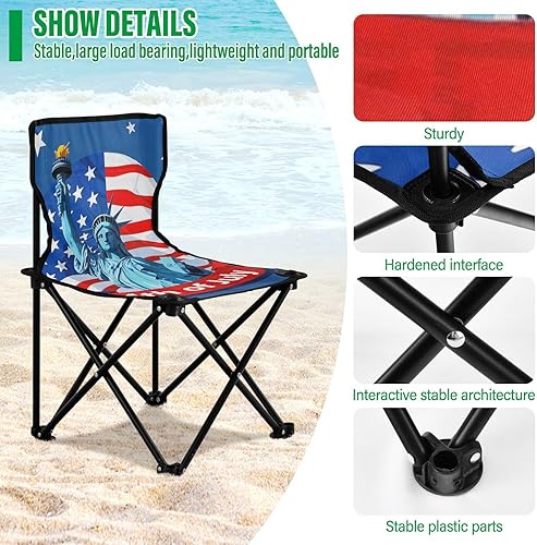 Miniatura 5 de 4th of July Independence Day Blue Liberty Compact Camping Chairs for Adults Ultra-Lightweight Folding Chair with Carrying Bag Outdoor Chairs for